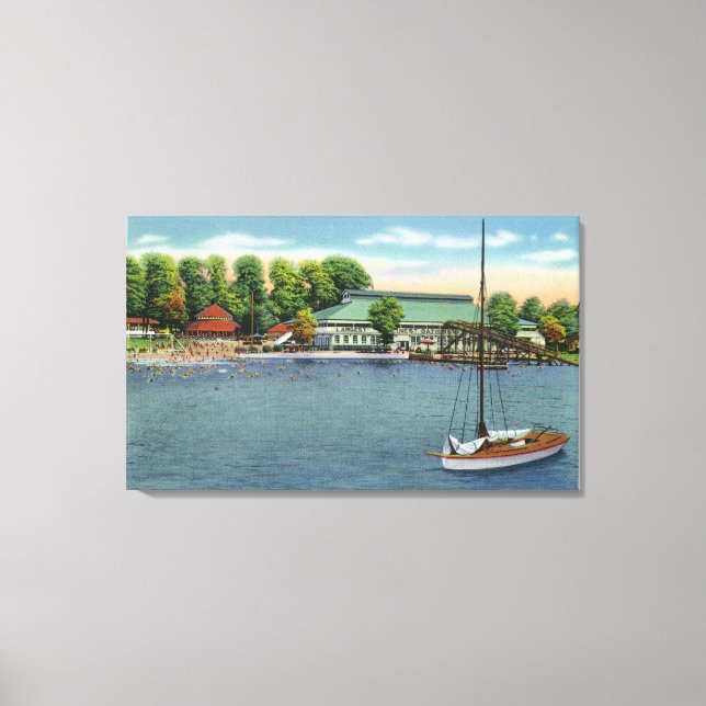 Impressão Em Tela Vista de Midway Park Beach e Pavilion (Frente)