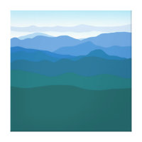 Vista de Montanha Azul Verde Ilustrado
