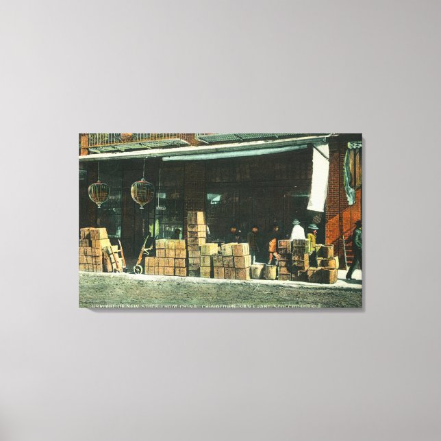 Impressão Em Tela Vista de Novos Imigrantes Chineses em Sidewalk (Frente)