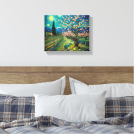 Impressão Em Tela Vista de Paisagem de Vincent van Gogh Almond Bloss