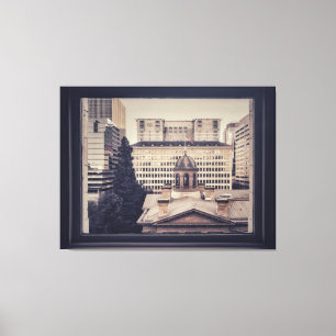 Impressão Em Tela Vista de paisagem urbana portland através do quadr