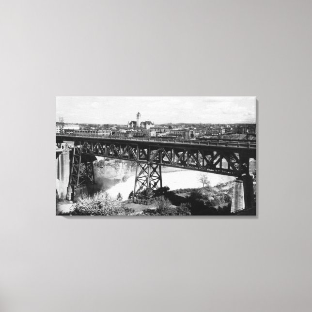 Impressão Em Tela Vista de Spokane Falls e Bridge (Frente)