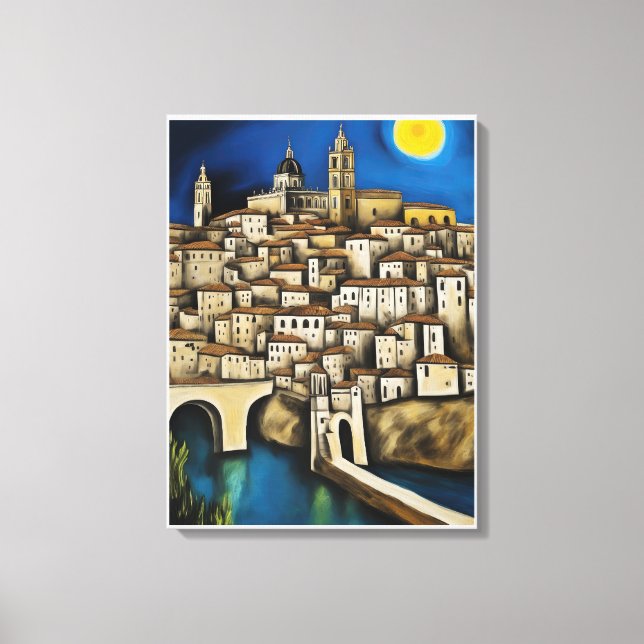 Impressão Em Tela Vista de Toledo - Pintura Surreal de Paiscape (Frente)