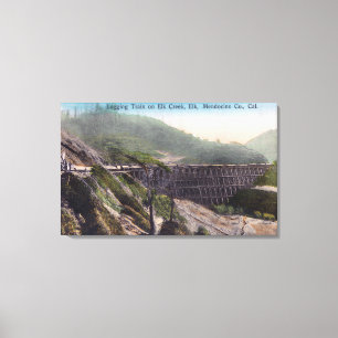 Impressão Em Tela Vista de um Comboio em Torno da Ponte Elk Creek