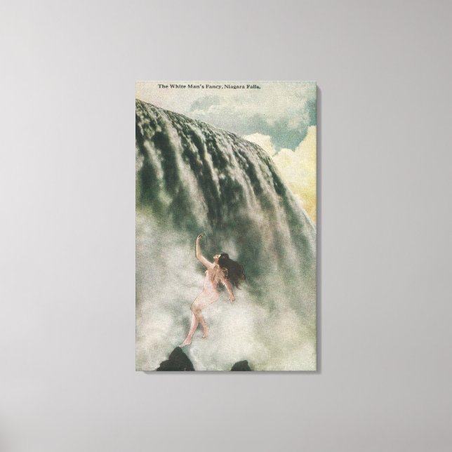 Impressão Em Tela Vista de uma Mulher nas Falls (Frente)