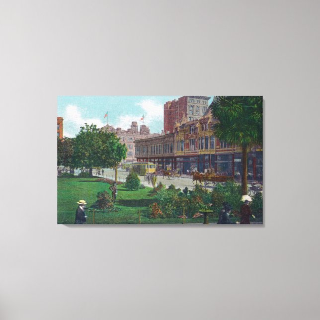 Impressão Em Tela Vista do City Hall Park Oakland, CA (Frente)