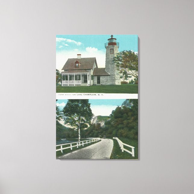 Impressão Em Tela Vista do Farol do Lago Champlain (Frente)