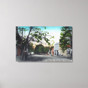 Impressão Em Tela Vista do olmo ocidental StreetLodi, CA