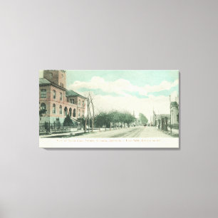 Impressão Em Tela Vista exterior da biblioteca pública em Santa