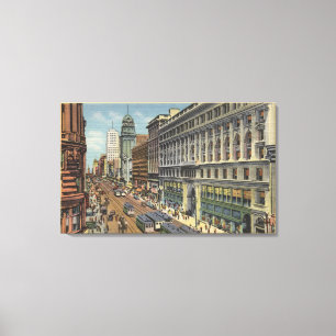 Impressão Em Tela Vista oriental da rua do mercado da rua de Powell