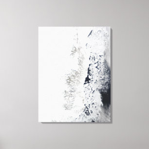 Impressão Em Tela Vista satélite da costa oriental de Greenlan