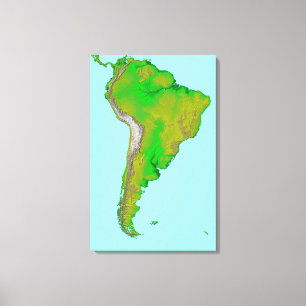 Impressão Em Tela Vista topográfica de Ámérica do Sul