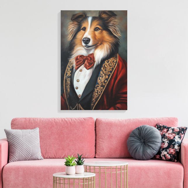 Impressão Em Tela Visto formal Tuxedo Shetland Sheepdog | Sheltie (Insitu(Sala de estar))