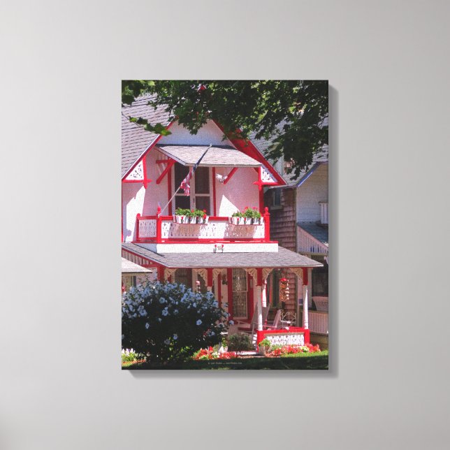 Impressão Em Tela Vitoriano Vermelho e Branco - Vineyard de Martha (Frente)