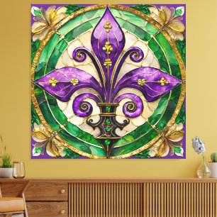 Impressão Em Tela Vitral Mardi Gras Fleur de lis