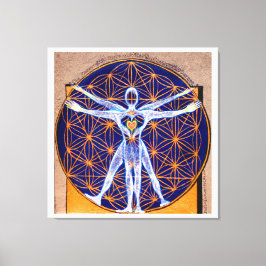 Impressão Em Tela Vitruvian Man, Flower of Life, Squaring Circle