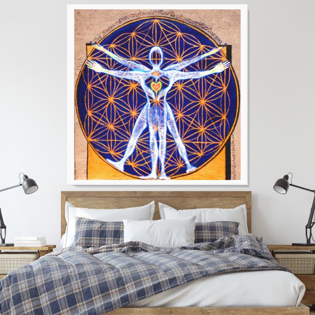 Impressão Em Tela Vitruvian Man, Flower of Life, Squaring Circle (Insitu(Quarto))