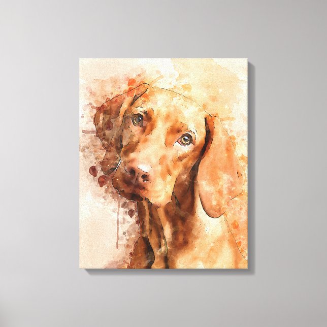 Impressão Em Tela Vizsla Watercolor (Frente)