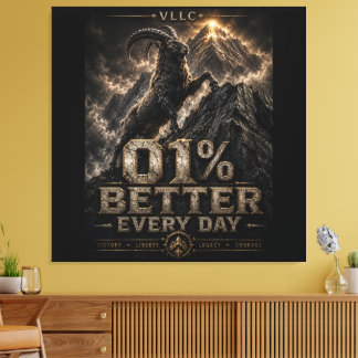 Impressão Em Tela VLLC 1% Better Every Day Mountain Goat Motivation