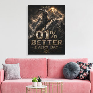 Impressão Em Tela VLLC 1% Better Every Day Mountain Goat Motivation