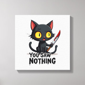 Impressão Em Tela Você Não Viu Nada Gato Preto Divertido Halloween