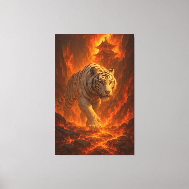 Impressão Em Tela  Volcanic White Tiger | Inferno King of the Fire R (Frente)