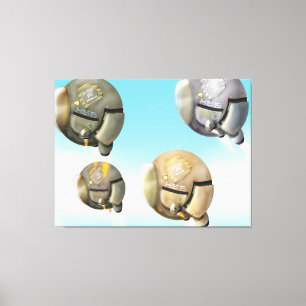 Impressão Em Tela Vôo da nave espacial através de um planeta