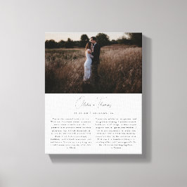 Impressão Em Tela Votos de Casamento em Fotografia com Letra Minimal