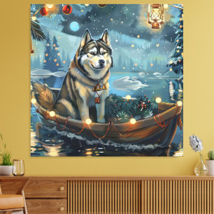Impressão Em Tela Voyage festiva de Natal Malamute no Alasca
