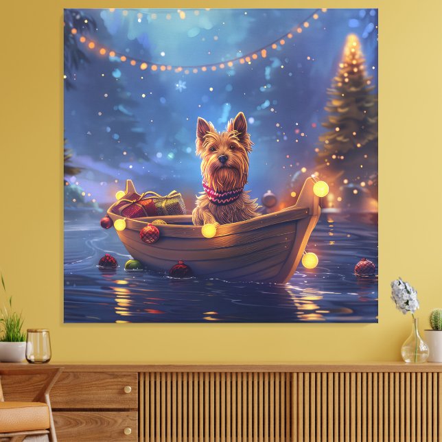 Impressão Em Tela Voyage festiva no Terrier Christmas australiano (Insitu(Sala de estar))
