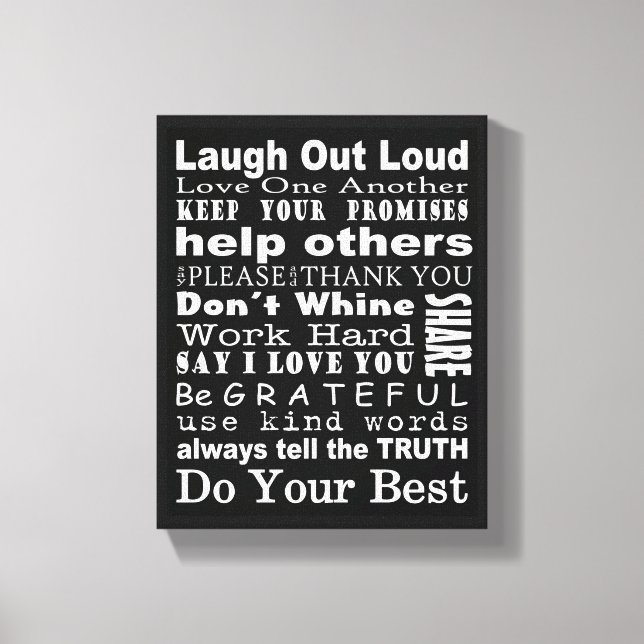 Impressão Em Tela Wall Art de Valores Familiares (Frente)