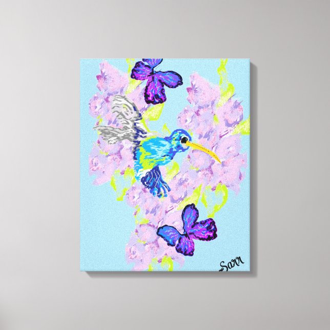 Impressão Em Tela Wall Art; Dia com Pássaro Humming (Frente)