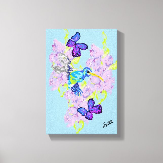 Impressão Em Tela Wall Art; Dia com Pássaro Humming (Frente)