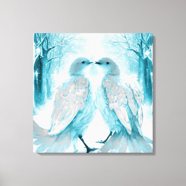 Impressão Em Tela *~* Wall Artsy Love Birds AP54 Art Winter (Frente)