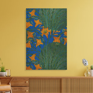 Impressão Em Tela Walter Crane Day Lily Floral Wallpaper Design