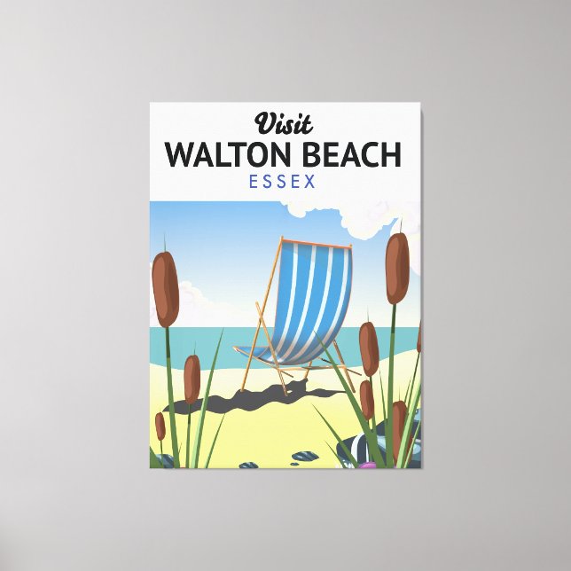Impressão Em Tela Walton Beach, poster de viagens de Essex Seaside (Frente)