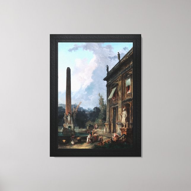 Impressão Em Tela Wandering Minstrels por Hubert Robert (Frente)