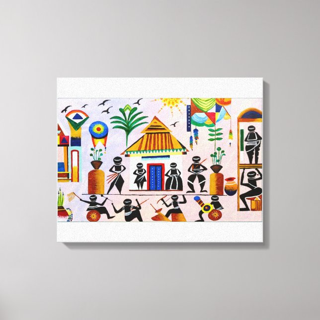Impressão Em Tela Warli Painting Wall Art (Frente)