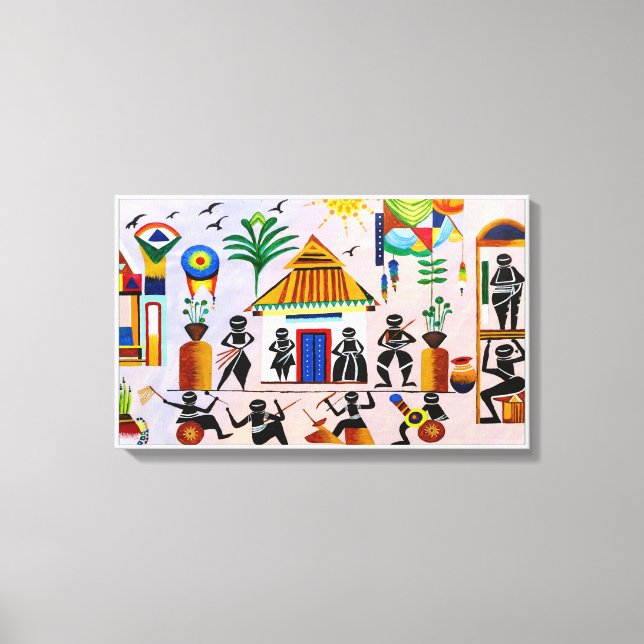 Impressão Em Tela Warli Painting Wall Art (Frente)