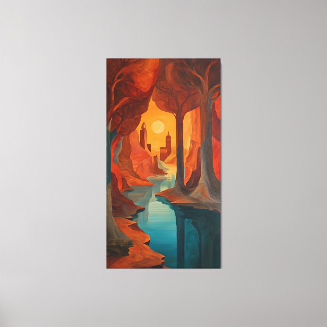 Impressão Em Tela Warm Earth Tone Abstract Surreal Landscape Wall Ar (Frente)