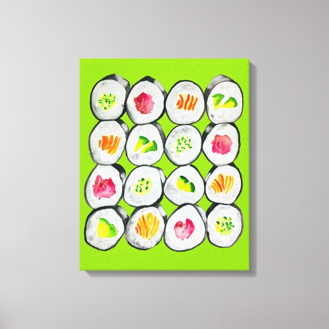 Impressão Em Tela Wasabi de aquarela de Sushi Time (Frente)
