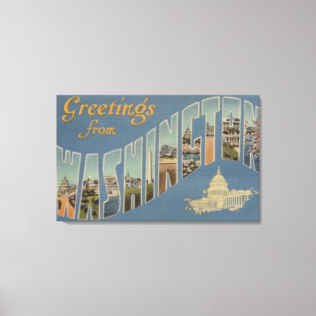 Impressão Em Tela Washington (Estado) - Grande Cena de Letra 4 (Frente)