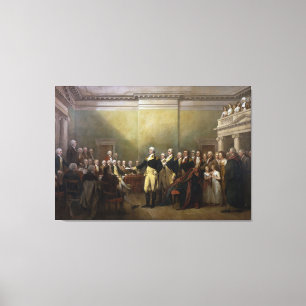 Impressão Em Tela Washington que renuncia sua comissão John Trumbul