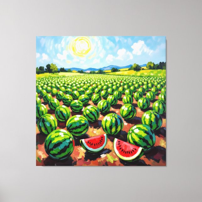 Impressão Em Tela Wassermelonenfeld im Sonnenschein (Frente)