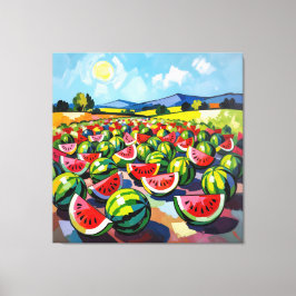 Impressão Em Tela Wassermelonenfeld im Sonnenschein