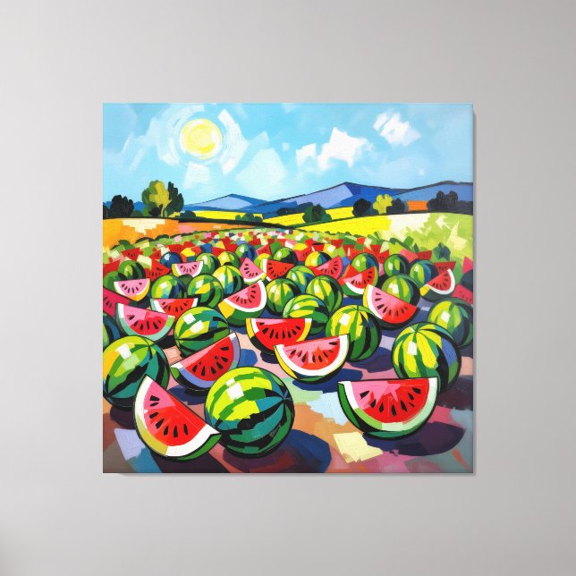 Impressão Em Tela Wassermelonenfeld im Sonnenschein (Frente)