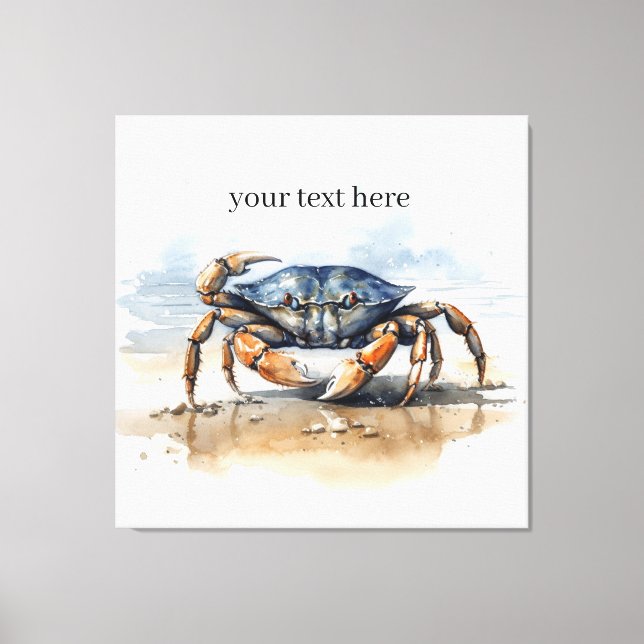 Impressão Em Tela Watercolor Beach Crab, personalizado (Frente)