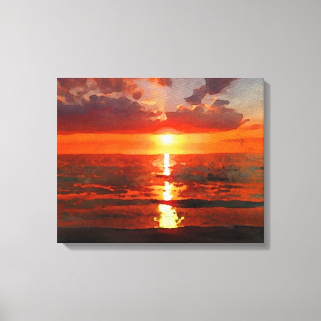 Impressão Em Tela Watercolor Beach Sunset (Frente)