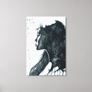 Impressão Em Tela Watercolor - Emoção - Preto e Branco
