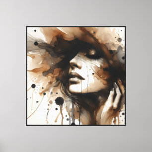 Impressão Em Tela Watercolor Serene Woman vs2 -